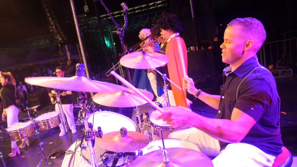 members of a band playing music