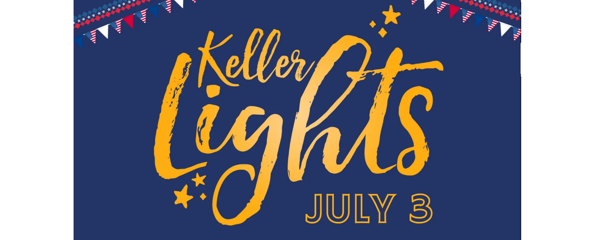 Graphic with Keller Lights text and blue background