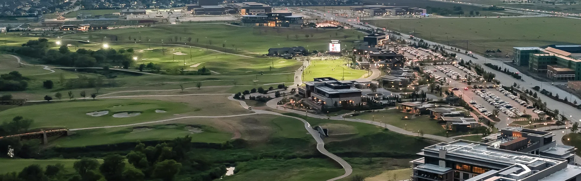 Arial view of the PGA District in Frisco, TX