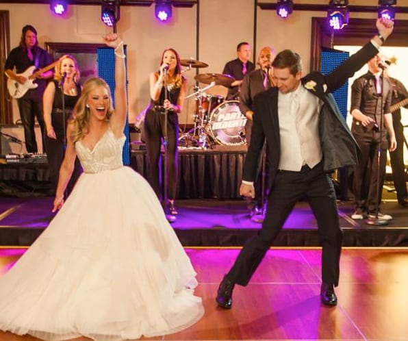 Dancing bride and groom