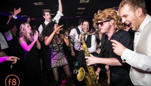 Wedding band and guests