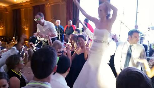 Bride dancing at a party