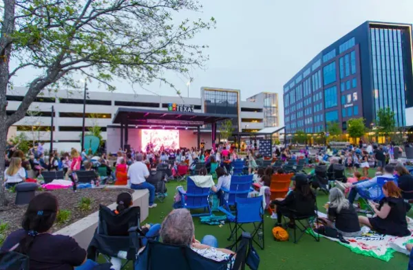 Crowd of people watching live music