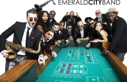 Emerald City Band members at a casino table