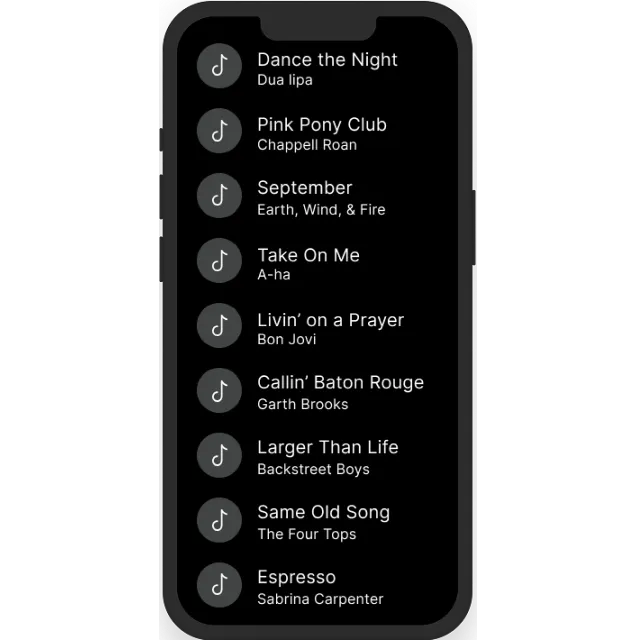 list of songs on a phone