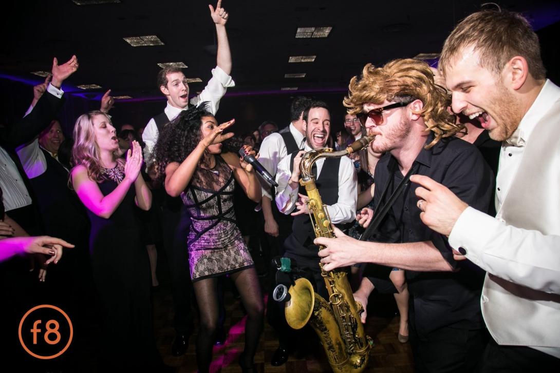 Wedding band and guests