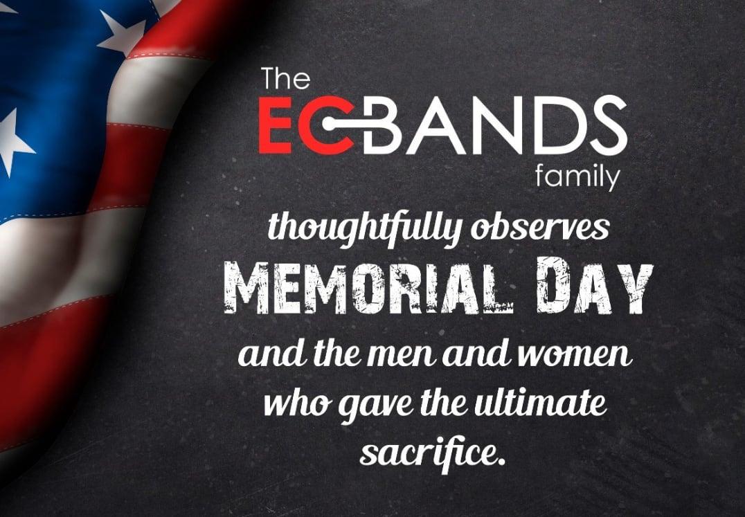 American flag next to Memorial Day tribute text on a dark background.